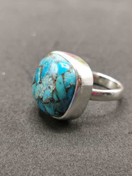 Elegant beautiful blue copper turquoise ring in 925 sterling silver -size 8 | Engagement ring | gifts for her | gifts for girlfriend | gifts for mom daughter sister | finger ring - Shwasam