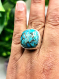 Elegant beautiful blue copper turquoise ring in 925 sterling silver -size 8 | Engagement ring | gifts for her | gifts for girlfriend | gifts for mom daughter sister | finger ring - Shwasam