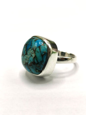 Elegant beautiful blue copper turquoise ring in 925 sterling silver -size 8 | Engagement ring | gifts for her | gifts for girlfriend | gifts for mom daughter sister | finger ring - Shwasam