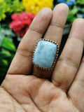 Beautiful Larimar ring set in 925 sterling silver - size 7.5 | Engagement ring | Christmas gift | Mothers Day | Anniversary Gift | Birthday Gift | finger ring - Shwasam