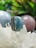 Beautiful Larimar ring set in 925 sterling silver - size 7.5 | Engagement ring | Christmas gift | Mothers Day | Anniversary Gift | Birthday Gift | finger ring - Shwasam