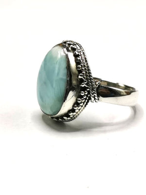 Beautiful Larimar ring set in 925 sterling silver - size 8 | Engagement rings | gifts for her | gifts for girlfriend | gifts for mom daughter sister | finger ring - Shwasam