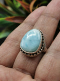Beautiful Larimar ring set in 925 sterling silver - size 8 | Engagement rings | gifts for her | gifts for girlfriend | gifts for mom daughter sister | finger ring - Shwasam