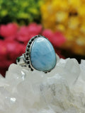 Beautiful Larimar ring set in 925 sterling silver - size 8 | Engagement rings | gifts for her | gifts for girlfriend | gifts for mom daughter sister | finger ring - Shwasam