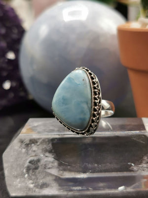 Charming Larimar ring made in 925 sterling silver - size 8 | Engagement ring | gemstone jewelry | crystal jewelry | quartz jewelry | finger ring - Shwasam