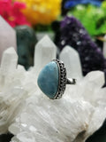 Charming Larimar ring made in 925 sterling silver - size 8 | Engagement ring | gemstone jewelry | crystal jewelry | quartz jewelry | finger ring - Shwasam