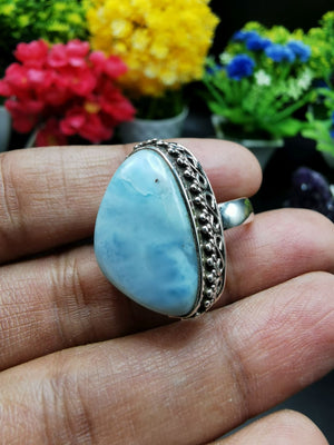 Charming Larimar ring made in 925 sterling silver - size 8 | Engagement ring | gemstone jewelry | crystal jewelry | quartz jewelry | finger ring - Shwasam