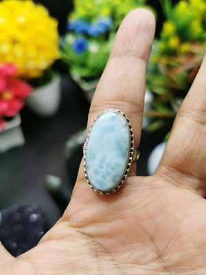 Larimar stone ring made in 925 sterling silver - size 9 | gemstone jewelry | crystal jewelry | quartz jewelry - Shwasam