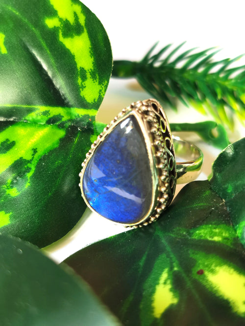 Simple and elegant labradorite ring in 925 sterling silver - size 6 | Christmas gift | Mothers Day | Anniversary Gift | Birthday Gift | finger ring - Shwasam