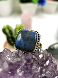 Elegant Labradorite ring in 925 sterling silver - size 9 | gemstone jewelry | crystal jewelry | quartz jewelry| finger ring - Shwasam
