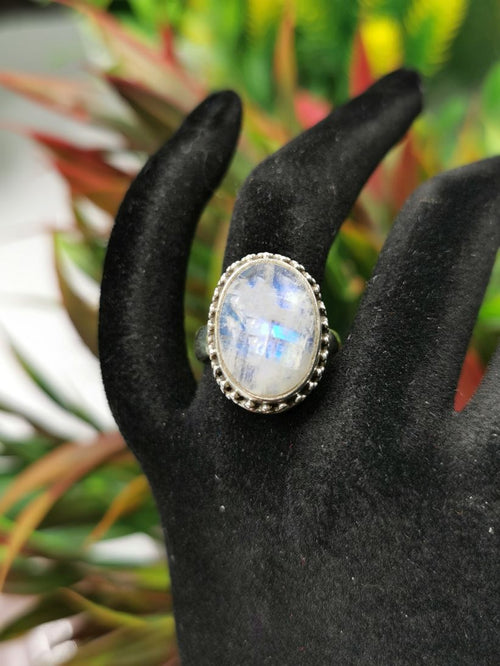 Elegant Rainbow Moonstone ring in 925 sterling silver - size 6 | gemstone jewelry | crystal jewelry | quartz jewelry | finger ring - Shwasam