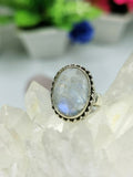 Elegant Rainbow Moonstone ring in 925 sterling silver - size 6 | gemstone jewelry | crystal jewelry | quartz jewelry | finger ring - Shwasam