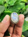 Elegant Rainbow Moonstone ring in 925 sterling silver - size 6 | gemstone jewelry | crystal jewelry | quartz jewelry | finger ring - Shwasam