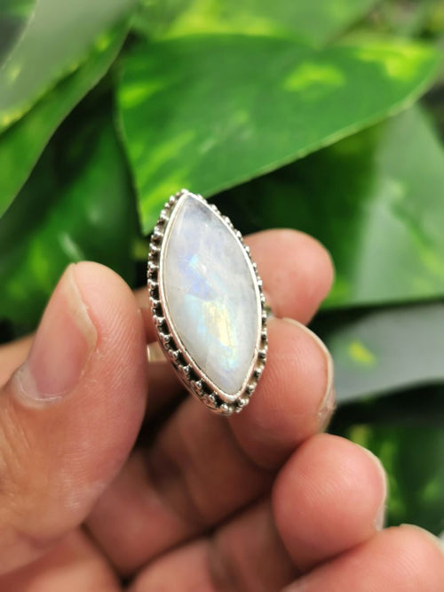 Beautiful Rainbow Moonstone ring in 925 sterling silver - size 7.5 | Christmas gift | Mothers Day | Anniversary Gift | Birthday Gift | finger ring - Shwasam