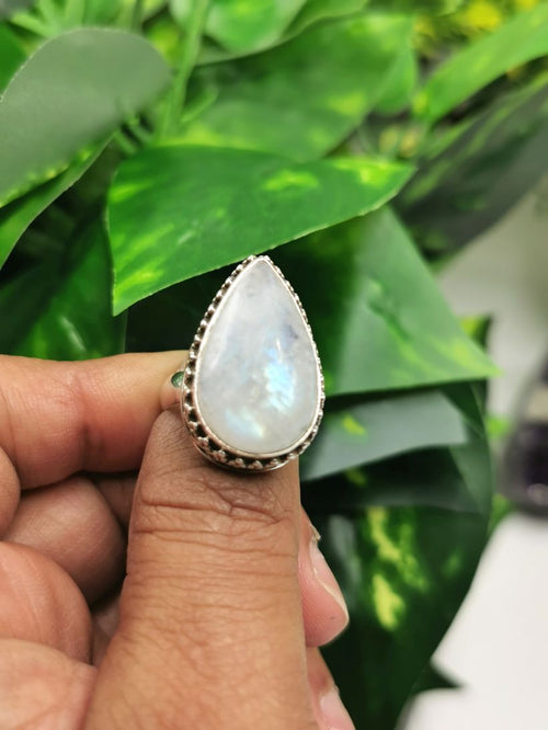Elegant Rainbow Moonstone ring in 925 sterling silver - size 7.5 | gifts for her | gifts for girlfriend | gifts for mom daughter sister | finger ring - Shwasam