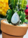 Elegant Rainbow Moonstone ring in 925 sterling silver - size 7.5 | gifts for her | gifts for girlfriend | gifts for mom daughter sister | finger ring - Shwasam