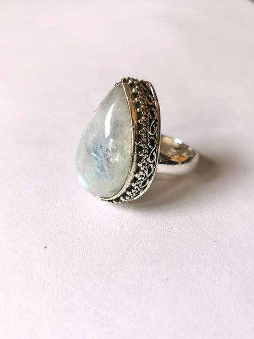 Elegant Rainbow Moonstone ring in 925 sterling silver - size 7.5 | gifts for her | gifts for girlfriend | gifts for mom daughter sister | finger ring - Shwasam