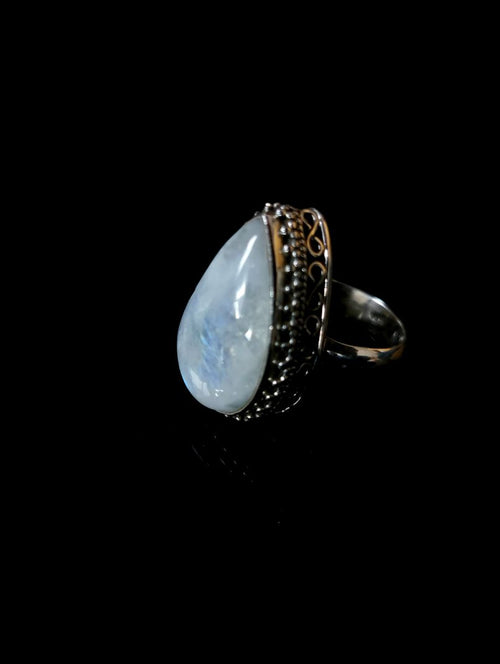 Elegant Rainbow Moonstone ring in 925 sterling silver - size 7.5 | gifts for her | gifts for girlfriend | gifts for mom daughter sister | finger ring - Shwasam