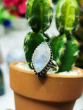 Beautiful Rainbow Moonstone ring in 925 sterling silver - size 8 | gemstone jewelry | crystal jewelry | quartz jewelry | finger ring - Shwasam