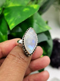 Beautiful Rainbow Moonstone ring in 925 sterling silver - size 8 | gemstone jewelry | crystal jewelry | quartz jewelry | finger ring - Shwasam