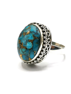 Elegant beautiful blue copper turquoise ring in 925 sterling silver - size 7.5 - gemstone/crystal jewelry | Engagement Ring | Mother's Day gift | finger ring - Shwasam