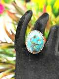 Elegant beautiful blue copper turquoise ring in 925 sterling silver - size 7.5 - gemstone/crystal jewelry | Engagement Ring | Mother's Day gift | finger ring - Shwasam