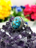 Elegant beautiful blue copper turquoise ring in 925 sterling silver - size 7.5 - gemstone/crystal jewelry | Engagement Ring | Mother's Day gift | finger ring - Shwasam