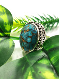 Elegant beautiful blue copper turquoise ring in 925 sterling silver - size 7.5 - gemstone/crystal jewelry | Engagement Ring | Mother's Day gift | finger ring - Shwasam