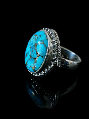 Elegant beautiful blue copper turquoise ring in 925 sterling silver - size 8 - gemstone/crystal jewelry | Engagement Ring | Mother's Day gift | finger ring - Shwasam