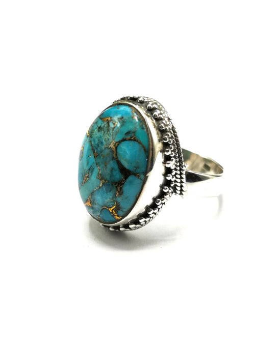 Elegant beautiful blue copper turquoise ring in 925 sterling silver - size 8 - gemstone/crystal jewelry | Engagement Ring | Mother's Day gift | finger ring - Shwasam