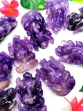 Ganesh Statue in Amethyst Handmade Carving | Lord Ganesha Idol | Figurine in Crystals/Gemstones - Shwasam