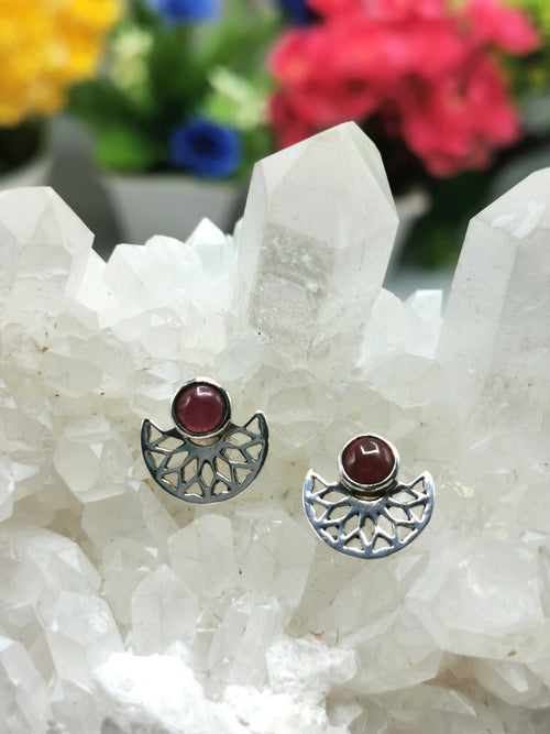 Beautiful and elegant garnet earrings in 925 Sterling Silver - gemstone/crystal jewelry | Mother's Day/Birthday/Anniversary gift