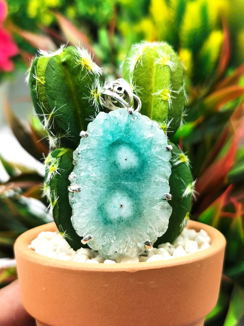 Beautiful fluorite solar fossil pendant in 925 sterling silver - gemstone/crystal gift |Mother's Day/engagement/anniversary/birthday gift
