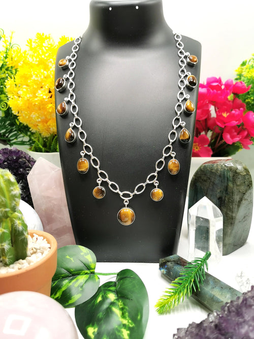 Stunning tiger eye necklace in 925 sterling silver - gemstone/crystal jewelry | Mother's Day/engagement/wedding/anniversary/occasion gift