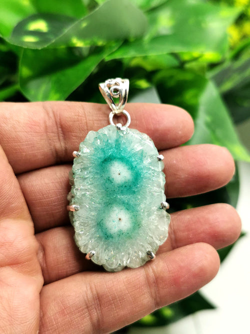 Beautiful fluorite solar fossil pendant in 925 sterling silver - gemstone/crystal gift |Mother's Day/engagement/anniversary/birthday gift