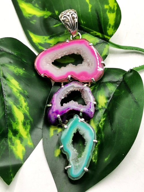 Stunning flower druzy pendant in 925 sterling silver - gemstone/crystal gift |Mother's Day/engagement/wedding/anniversary/birthday gift