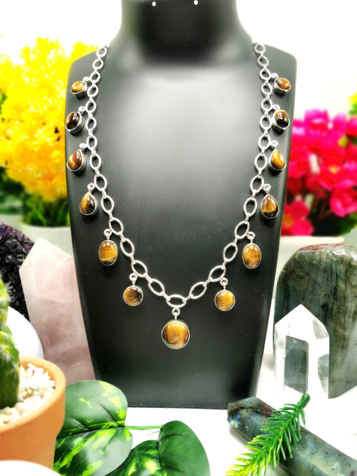 Tiger eye necklace in 925 sterling silver - gemstone/crystal jewelry | Mother's Day/engagement/wedding/anniversary/occasion gift