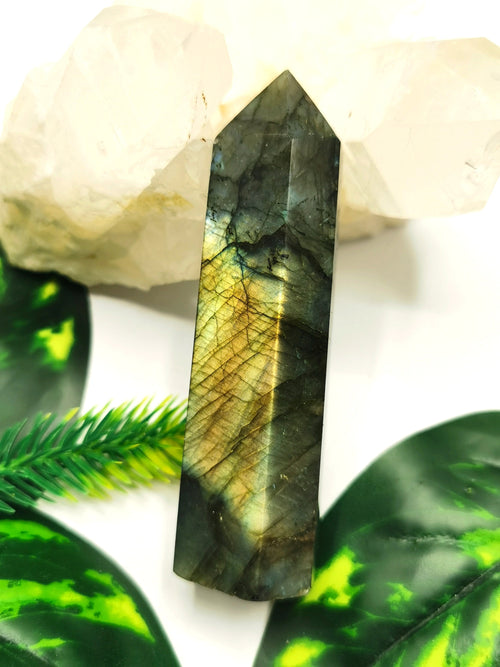 Amazing Natural Labradorite Point/Wand/Tower with blue flash - Shwasam