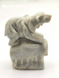 Exquisite polar bear on melting glacier carving in Chinese white jade crystal stone - Shwasam