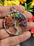 Unique 7-chakra stones Tree of Life pendant - Amethyst, Garnet and aventurine stones - Shwasam