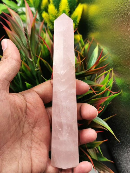 Rose Quartz Point - Natural Crystal healing rose quartz handmade gemstone point - Shwasam
