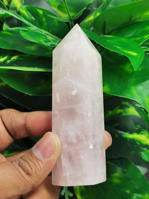 Rose Quartz Point - Crystal healing rose quartz wand, handmade gemstone point - Shwasam