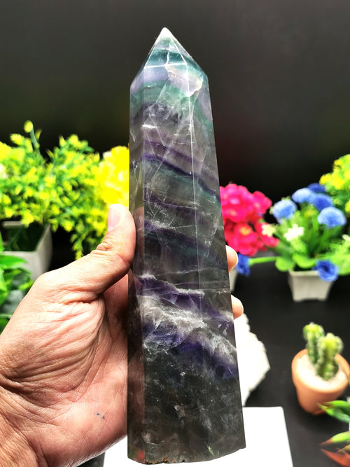 Fluorite Tower - Large Rainbow Fluorite Terminator, used for Crystal Healing - Shwasam