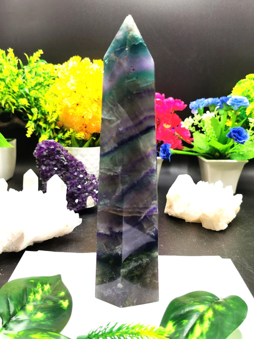 Fluorite Tower - Large Rainbow Fluorite Terminator, used for Crystal Healing - Shwasam