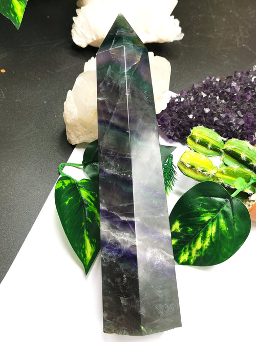 Fluorite Tower - Large Rainbow Fluorite Terminator, used for Crystal Healing - Shwasam