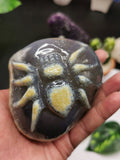 Agate Geode with spider carving- Crystal Healing - Hand carved from single piece agate geode - Shwasam