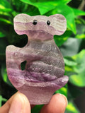Purple Fluorite Stone carving of a beautiful Koala - Brilliantly handcarved - Shwasam