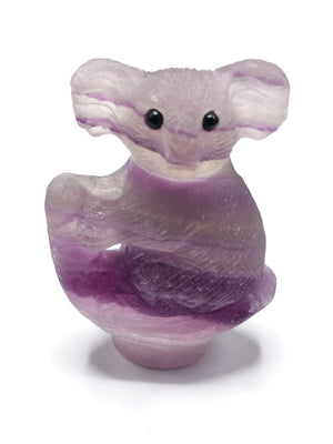 Purple Fluorite Stone carving of a beautiful Koala - Brilliantly handcarved - Shwasam