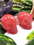 Hand carved skull in red melting stone stone - crystal crafts - Shwasam