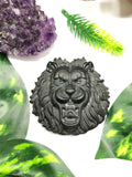Black Obsidian Lion face intricately handcarved - crystal gift - animal healing - Shwasam